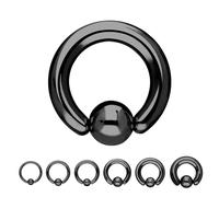 Treuheld® Klemmring Piercing BCR Ring - Schwarz - Edelstahl/Chirurgenstahl - Dick & Groß - Klemmkugelring - 4x25mm
