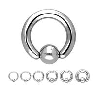 Treuheld® Klemmring Piercing BCR Ring - Silber - Edelstahl/Chirurgenstahl - Dick & Groß - Klemmkugelring - 3x25mm