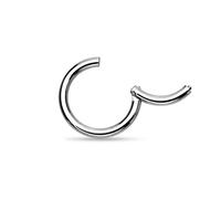 Treuheld® | MINI Segment Clicker Piercing - 1,2 x 6mm - Silber - Besonders kleiner Segmentring mit klappbarem Segment Verschluß - Silbernes Clicker Piercing Ring aus Chirurgenstahl (Edelstahl)