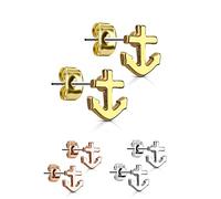 Treuheld® | OHRSTECKER mit ANKER - Edelstahl Ohrringe für Damen, Kinder und Herren in SILBER GOLD ROSEGOLD - perfekt für alle Anlässe - silberne und goldene Stecker - Old School [02.] - gold