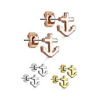 Treuheld | OHRSTECKER mit ANKER - Silber, Gold & Rose-Gold - Edel-Stahl Ohr-Ringe für Damen, Kinder und Herren - perfekt für alle Anlässe - silberne und goldene Stecker - Rockabilly Old-School Anchor