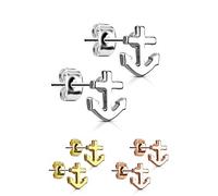 Treuheld | OHRSTECKER mit ANKER - Silber, Gold & Rose-Gold - Edel-Stahl Ohr-Ringe für Damen, Kinder und Herren - perfekt für alle Anlässe - silberne und goldene Stecker - Rockabilly Old-School Anchor