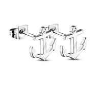 Treuheld® | OHRSTECKER mit ANKERN - Edelstahl - Damen & Herren OHRRINGE - glänzende Ohrstecker in SILBER SCHWARZ GOLD ROSEGOLD - Ohrschmuck zum Stecken auch für Kinder - 7 x 8 mm Silber