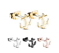 Treuheld® | OHRSTECKER mit ANKERN - Edelstahl - Damen & Herren OHRRINGE - glänzende Ohrstecker in SILBER SCHWARZ GOLD ROSEGOLD - Ohrschmuck zum Stecken auch für Kinder - 7 x 8 mm Gold