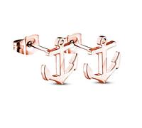 Treuheld® | OHRSTECKER mit ANKERN - Edelstahl - Damen & Herren OHRRINGE - glänzende Ohrstecker in SILBER SCHWARZ GOLD ROSEGOLD - Ohrschmuck zum Stecken auch für Kinder - 7 x 8 mm Rosegold