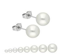 Treuheld® Ohrstecker mit weißer Perle | 8 Größen | hochwertige Süßwasserzuchtperle | Perlen-Ohrring für Damen und Mädchen [07.] - 12mm