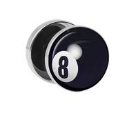 Treuheld | Ohrstecker zum Schrauben - 8-BALL Billard-Kugel - schwarz-weiß - Ø 10mm Silber - Motiv Fake-Plug Edel-Stahl Ohr-Ringe - Chirurgen-Stahl 316L Fake-Tunnel - Gewinde Rockabilly Ohr-Stecker