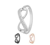 Treuheld® | Ring - Unendlichkeit/Infinity | 925 Sterling Silver | in Silber mit Zirkonia - Kristallen | Ringgröße 60 | Breite 2mm | Damen