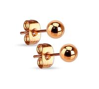 Treuheld® | Rosegoldene Kugel Ohrstecker - Edelstahl - Kugel: 8mm - Ohrring für Männer & Frauen - Steckverschluss - Perle Ohrschmuck - 8mm