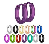 Treuheld® | Schmale Creolen Ohrringe aus Edelstahl | Lila/Violett | Größe: 2mm x 13mm