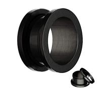 Treuheld® | SCHWARZER MATTER FLESH TUNNEL - 13 Größen: 1,2-20mm - mit Gewinde zum Schrauben - MATT - Piercing Ohr Plug in Schwarz - Chirurgenstahl 316L Edel-Stahl nickelfrei - gebürstet und mattiert