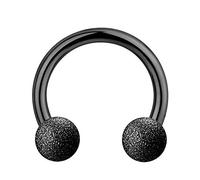 Treuheld® | Schwarzes Piercing HUFEISEN in DIAMANT-OPTIK aus Chirurgenstahl - 10 Größen - sandgestrahlte Kugeln zum Schrauben - matt SCHWARZ - Septum Helix Tragus Nase Ohr Intim usw - CBR Barbell