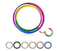 Treuheld® | Segmentring-Clicker aus Chirurgenstahl | Regenbogen/Bunt | Größe: 1.2mm x 6mm