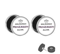 Treuheld® Silberner Fake Plug Sag einfach Prinzessin zu Mir - Bild Ohrstecker - Anzahl: 1 Paar (2 Stück)