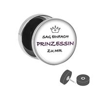 Treuheld® Silberner Fake Plug "Sag einfach Prinzessin zu mir" - Bild Ohrstecker - Anzahl: 1 Stück