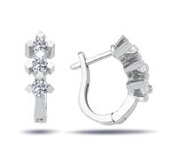 Tria Creolen Diamanten Brillant Schliff Ohrringe 14 Karat Weißgold