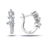 Tria Creolen Diamanten Brillant-Schliff Ohrringe 14 Karat Weißgold