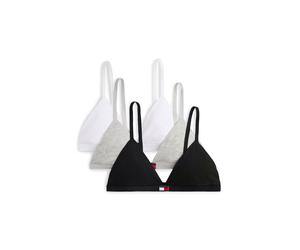 Triangel-BH "3 PACK TRIANGLE", Damen, Gr. XL (42/44), N-Gr, schwarz-weiß (grau heather, schwarz, weiß), Jersey, Obermaterial: 95% Baumwolle, 5% Elasthan, TOMMY HILFIGER UNDERWEAR, körpernah, BHs Trian