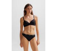 Triangel-BH BOSS "TRIANGLE PADDED CI", Damen, Gr. L (40), N-Gr, schwarz (schwarz 001), Jersey, Obermaterial: 95% Viskose, 5% Elasthan, unifarben, Basic, körpernah, BHs Triangel-BH, mit BOSS Schriftzug