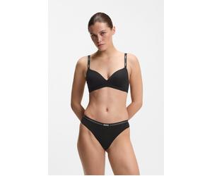 Triangel-BH BOSS "TRIANGLE PADDED CI", Damen, Gr. L (40), N-Gr, schwarz (schwarz 001), Jersey, Obermaterial: 95% Viskose, 5% Elasthan, unifarben, Basic, körpernah, BHs Triangel-BH, mit BOSS Schriftzug