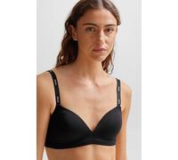 Triangel-BH BOSS "TRIANGLE PADDED CI", Damen, Gr. XL (42), N-Gr, schwarz (schwarz 001), Jersey, Obermaterial: 95% Viskose, 5% Elasthan, unifarben, Basic, körpernah, BHs Triangel-BH, mit BOSS Schriftzu
