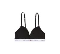 Triangel-BH, Damen, Gr. 140/146, N-Gr, schwarz, Jersey, Obermaterial: 95% Baumwolle, 5% Elasthan, TOMMY HILFIGER UNDERWEAR, unifarben, körpernah, BHs Triangel-BH, mit Logoschriftzug (53137217-140) sch