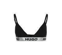 Triangel-BH HUGO UNDERWEAR "TRIANGLE SPORTY LOGO", Damen, Gr. XL, N-Gr, schwarz (schwarz 002), Jersey, Obermaterial: 93% Baumwolle, 7% Elasthan, unifarben, Basic, BHs Triangel-BH, elastisch (50595238-