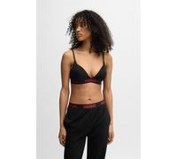 Triangel-BH HUGO UNDERWEAR "TRIANGLE SPORTY LOGO", Damen, Gr. XS, N-Gr, schwarz (schwarz 001), Jersey, Obermaterial: 93% Baumwolle, 7% Elasthan, Basic, BHs Triangel-BH, elastisch (33809368-XS) schwarz