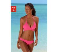 Triangel-Bikini BENCH., Damen, Gr. 36, Cup C/D, pink, Polyamid, unifarben, Bikini-Sets Triangel-Bikini, in Wickeloptik (548376-36) pink