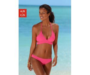 Triangel-Bikini BENCH., Damen, Gr. 42, Cup C/D, pink, Polyamid, unifarben, Bikini-Sets Triangel-Bikini, in Wickeloptik (548376-42) pink
