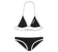 Triangel-Bikini BENCH., Mädchen, Gr. 122/128, N-Gr, schwarz-weiß (schwarz, weiß), Polyamid, Colorblocking, unifarben mit Farbeinsatz, Bikini-Sets Triangel-Bikini, mit Logoprint an Top und Hose (744987