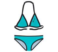 Triangel-Bikini BENCH., Mädchen, Gr. 170/176, N-Gr, blau (türkis, schwarz), Polyamid, Colorblocking, unifarben mit Farbeinsatz, Bikini-Sets Triangel-Bikini, mit Logoprint an Top und Hose (442874-170) 