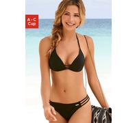Triangel-Bikini BRUNO BANANI, Damen, Gr. 34, Cup B, schwarz, Polyamid, unifarben, Bikini-Sets Triangel-Bikini, mit Zierbändern, Topseller (40060232-34) schwarz