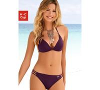 Triangel-Bikini BRUNO BANANI, Damen, Gr. 38, Cup A, rot (bordeaux), Polyamid, unifarben, Bikini-Sets Triangel-Bikini, mit Zierbändern, Topseller (66614569-38) bordeaux