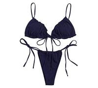 Triangel Bikini Damen Set Große Brüste - String Bikini Damen Sexy Zweiteilig Badeanzug Sexy Spaghetti-Träger G-String Bikinislip Bandage Bademode Strandmode Badeanzüge Bikini-Sets für Damen