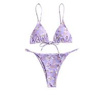 Triangel Bikini Damen Set mit Bügel - Träger Bikini Damen Push Up Zweiteilig Badeanzug Sexy Blumenmuster Bademode Thong Bikinis Strandmode Schwimmanzug Badeanzüge Bikini-Sets für Damen