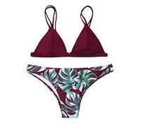 Triangel Bikini Damen Set Push Up Gepolstert - Spaghetti-Träger Bikini Damen Brazilian Style Zweiteilig Badeanzug Sexy Hawaii Drucken Bademode Strandmode Badeanzüge Bikini-Sets für Damen