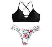 Triangel Bikini Damen Set - Träger Bikini Damen Push Up Zweiteilig Badeanzug Sexy Cut Out Bandage Tanga Bikinis Brazilian Style Bademode Strandmode Badeanzüge Bikini-Sets für Damen