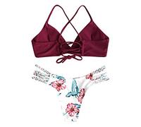 Triangel Bikini Damen Set - Träger Bikini Damen Push Up Zweiteilig Badeanzug Sexy Cut Out Bandage Tanga Bikinis Brazilian Style Bademode Strandmode Badeanzüge Bikini-Sets für Damen