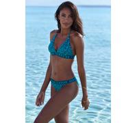 Triangel-Bikini ELBSAND, Damen, Gr. 44, Cup C/D, grün (petrol bedruckt), Recycling-Polyamid, Bikini-Sets, mit Markenschriftzug (25627008-44) petrol bedruckt