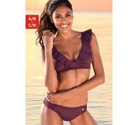 Triangel-Bikini JETTE, Damen, Gr. 36, Cup C/D, rot (bordeaux), Polyamid, unifarben, Bikini-Sets Triangel-Bikini, mit Volant (56905626-36) bordeaux