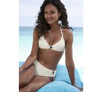 Triangel-Bikini JETTE, Damen, Gr. 40, Cup C/D, weiß, Microfaser, Microfaser, Polyamid, unifarben, Bikini-Sets Triangel-Bikini, mit Zier-Accessoires (55055240-40) weiß