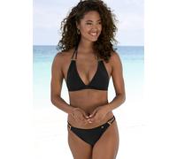 Triangel-Bikini JETTE "Giulia", Damen, Gr. 36, Cup A/B, schwarz, Polyamid, leicht glänzend, Bikini-Sets, mit goldfarbener Glanzbeschichtung und Accessoires, Topseller (98416046-36) schwarz