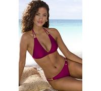 Triangel-Bikini JETTE "Giulia", Gr. 44, Cup C/D, lila (beere), Polyamid, leicht glänzend, Bikini-Sets Triangel-Bikini, mit goldfarbener Glanzbeschichtung und Accessoires (76013805-44) beere