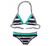 Triangel-Bikini KANGAROOS "Anita Kids", Mädchen, Gr. 158/164, N-Gr, schwarz-weiß (schwarz, weiß), Polyamid, Bikini-Sets Triangel-Bikini, mit Blockstreifen (755015-158) schwarz, weiß