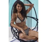 Triangel-Bikini LASCANA, Damen, Gr. 36, Cup C/D, schwarz (schwarz, creme), Recycling-Polyamid, gepunktet, Bikini-Sets, mit süßen Tupfen (77167644-36) schwarz, creme