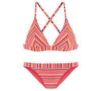 Triangel-Bikini LASCANA Gr. 40, Cup C/D, orange (orange, gestreift) Damen Bikini-Sets Ocean Blue mit glitzernden Streifen (82627317-40)