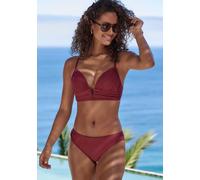 Triangel-Bikini LASCANA, Damen, Gr. 40, Cup C/D, rot (bordeaux), Recycling-Polyamid, Bikini-Sets Triangel-Bikini, mit modischer Zierschnalle (25941456-40) bordeaux