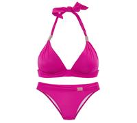 Triangel-Bikini LASCANA, Damen, Gr. 40, Cup C, fuchsia, Obermaterial: 86% Polyamid, 14% Elasthan. Futter: 100% Polyamid. Wattierung: 100% Polyester, unifarben, Bikini-Sets Triangel-Bikini, mit Details