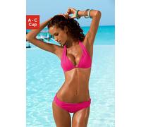 Triangel-Bikini LASCANA, Damen, Gr. 40, Cup C, pink, Polyamid, unifarben, Bikini-Sets Triangel-Bikini, im Nacken zu binden, wattierte Cups, mit eingearbeiteten Kissen (252081-40) pink